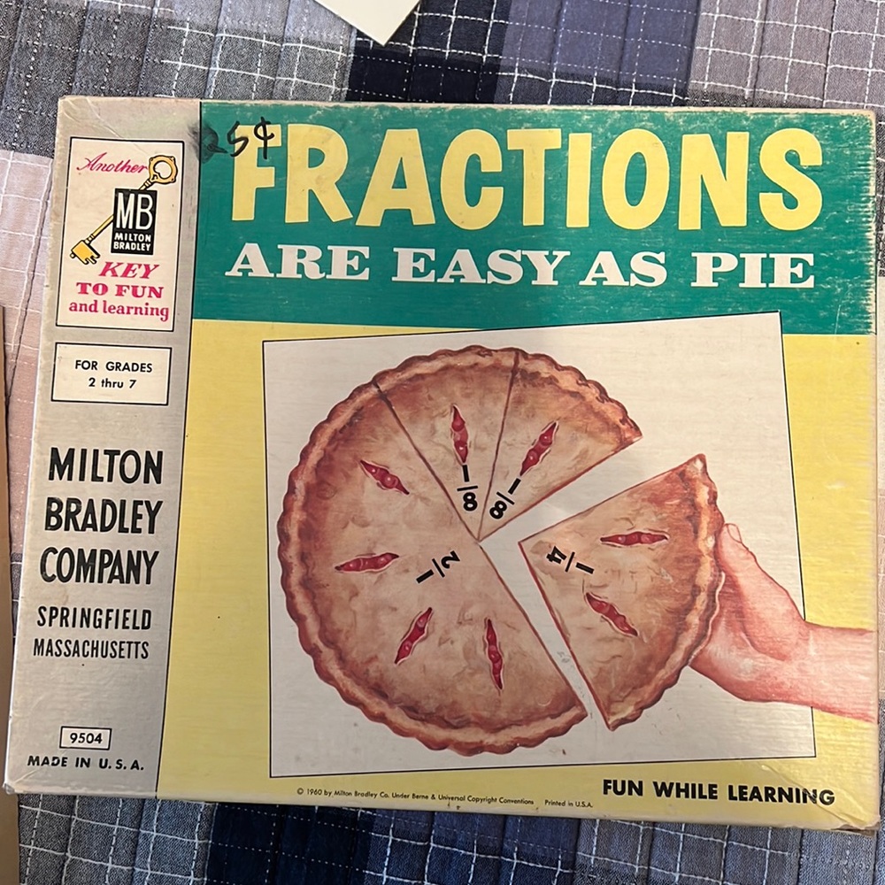 1958 'Fractions Are As Easy As Pie' game; Milton Bradley, 9504